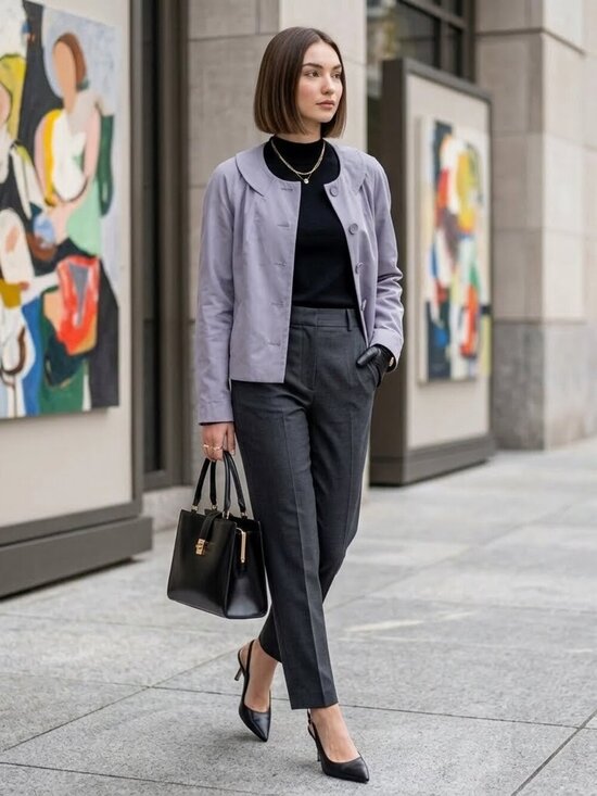 Liz Claiborne Jackets & Blazers - Vintage 60s Mod Liz Claiborne Gray Swing Jacket Peter Pan Collar L